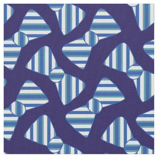 Cute Striped Bowties Blue Baby Boy Fabric (Close Up)