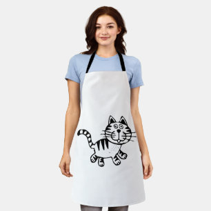 Cute Striped Kitten Drawing Apron
