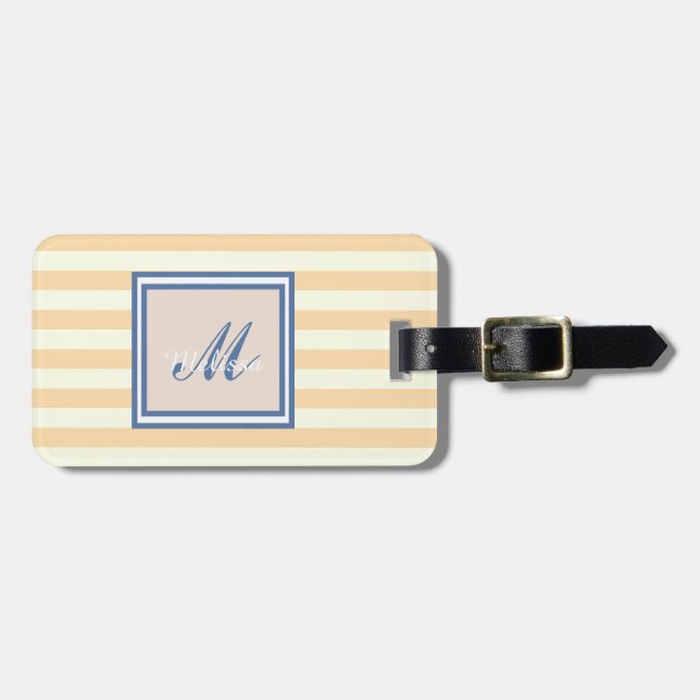 Cute  Striped Monogram-Personalised Luggage Tag (Front Horizontal)