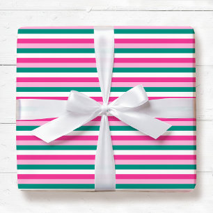 Cute Striped Pattern Pink Green White Seamless Wrapping Paper