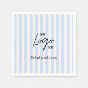 Cute Stripes Bakery Cafe Logo Baked With Love Napkin