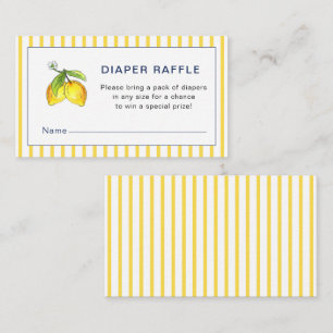 Cute stripes Lemon Baby shower diaper raffle Enclosure Card