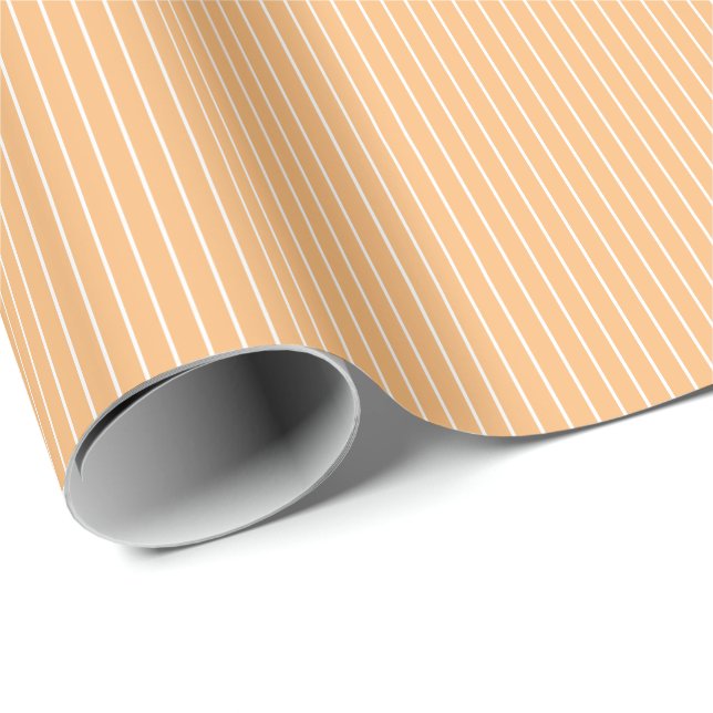 Cute Stripes Light Orange and White Wrapping Paper (Roll Corner)