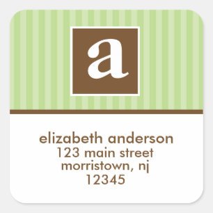 Cute Stripes Pattern Monogram Square Sticker