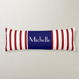 Cute Stripes, Red White & Blue, Add your name Body Cushion