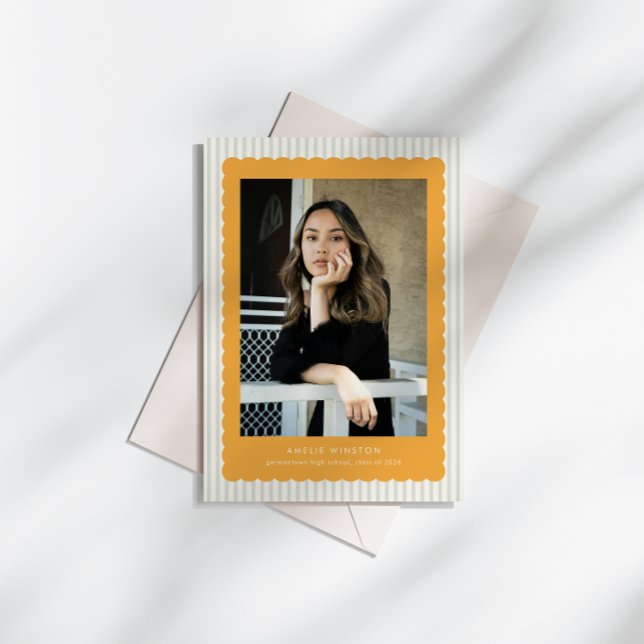 Cute Stripes Scallops Border Grad Announcement (Creator Uploaded)