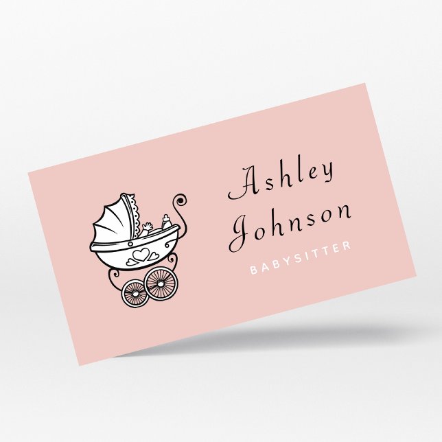 Cute Stroller Pretty Chic Babysitter Nanny Sweet Business Card (Creator Uploaded)