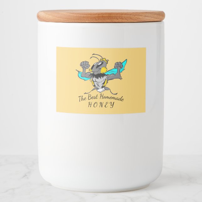 Cute Strong Bumble Bee Cartoon Food Label Set (Front)