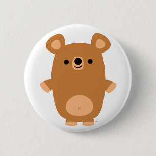 Cute Strong Cartoon Bear button badge