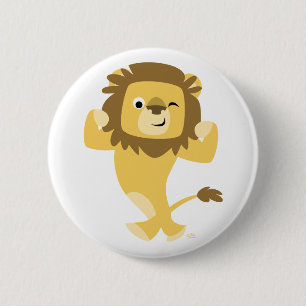 Cute Strong Cartoon Lion Button Badge