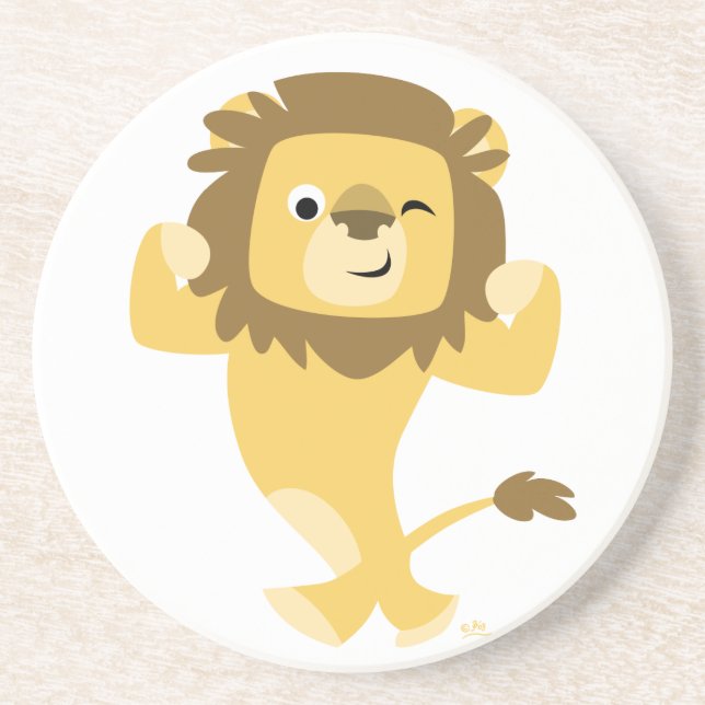 Cute Strong Cartoon Lion Coaster (Front)