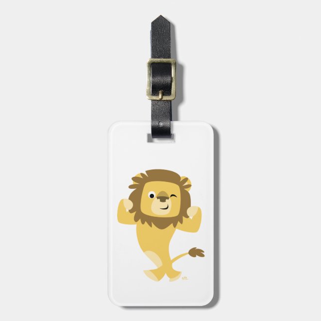 Cute Strong Cartoon Lion Luggage Tag (Front Vertical)