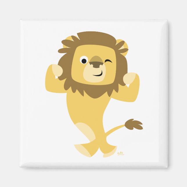 Cute Strong Cartoon Lion Magnet (Front)