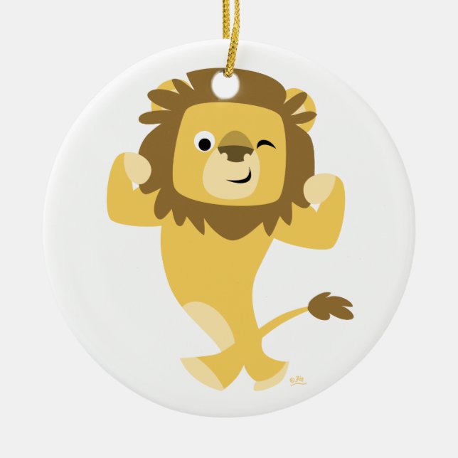 Cute Strong Cartoon Lion Ornament (Front)