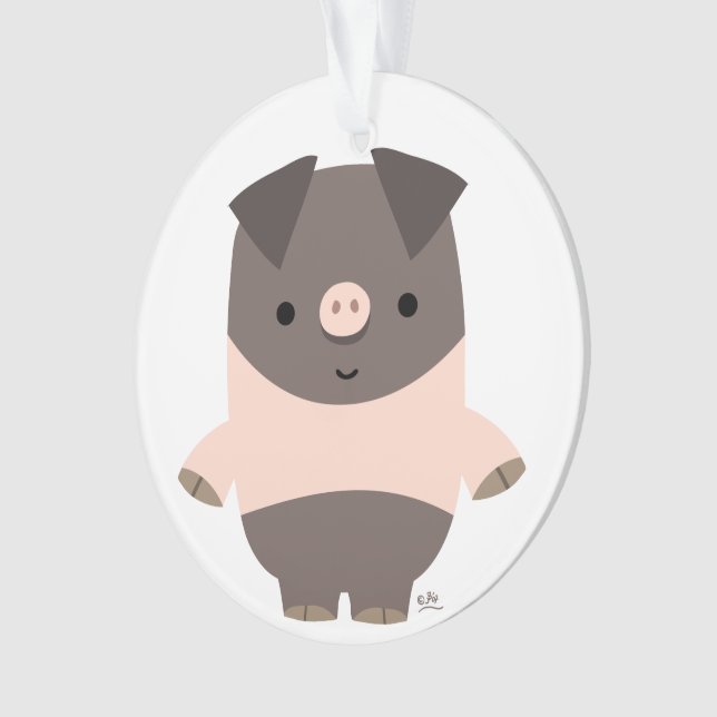 Cute Strong Cartoon Pig Acrylic Ornament (Front)