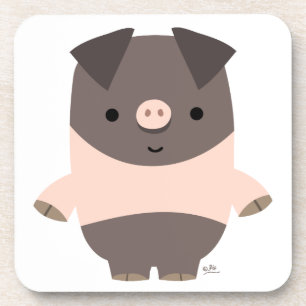 Cute Strong Cartoon Pig Coasters Set