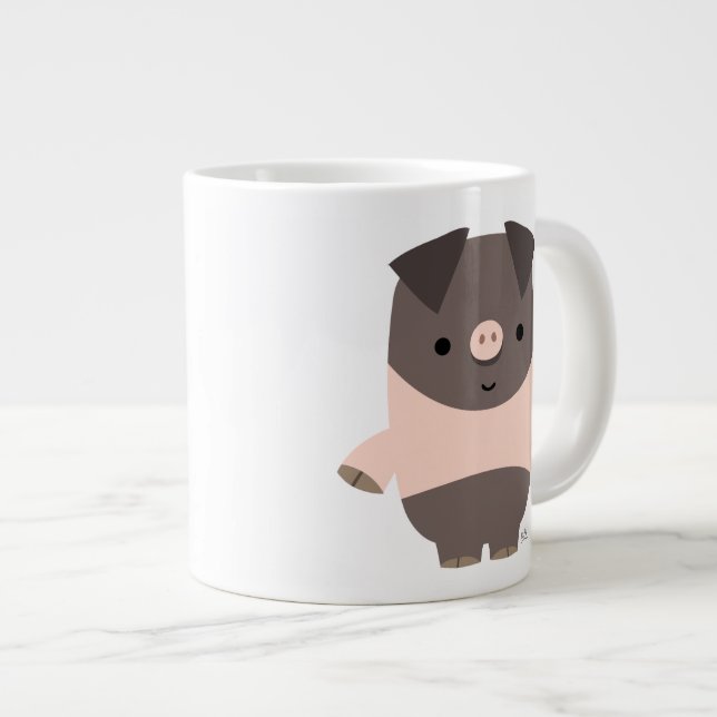 Cute Strong Cartoon Pig Jumbo Mug (Front Right)
