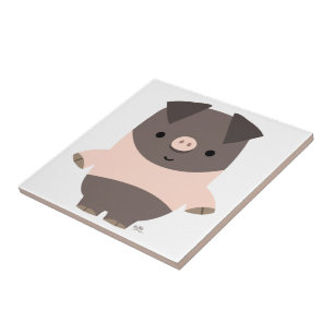 Cute Strong Cartoon Pig Tile