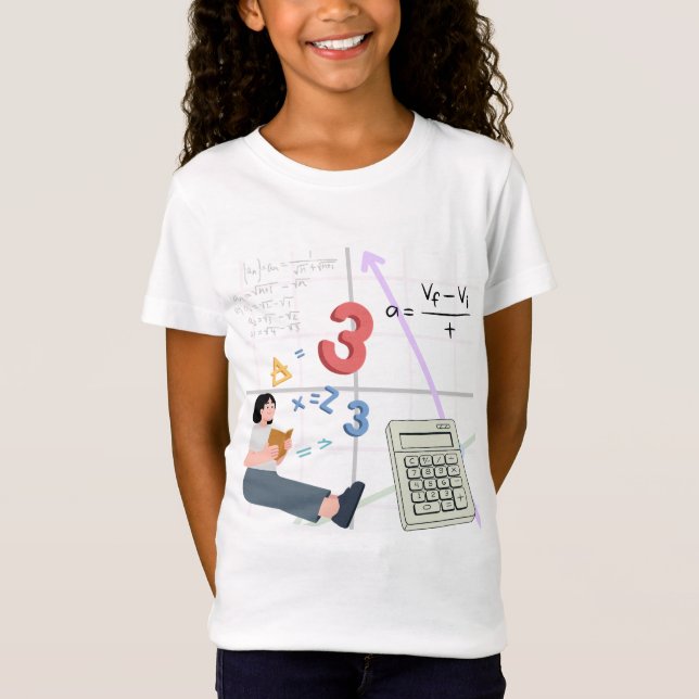 Cute Student Studying Mathematics Illustration" T-Shirt (Front)