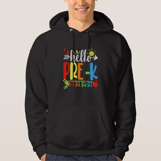 Cute Student Teacher Hello Pre K First Day Of Scho Hoodie (Front)