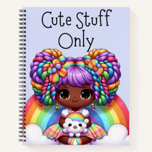 Cute Stuff Only – Blue Kawaii Rainbow Notebook