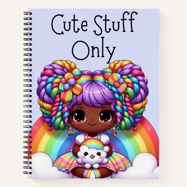 Cute Stuff Only – Blue Kawaii Rainbow Notebook (Front)