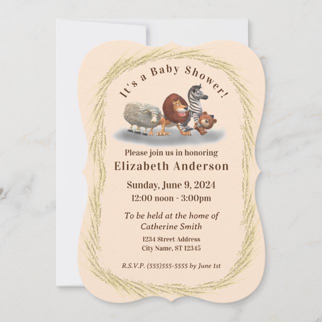 Cute Stuffed Animal Baby Shower Invitation (Front)