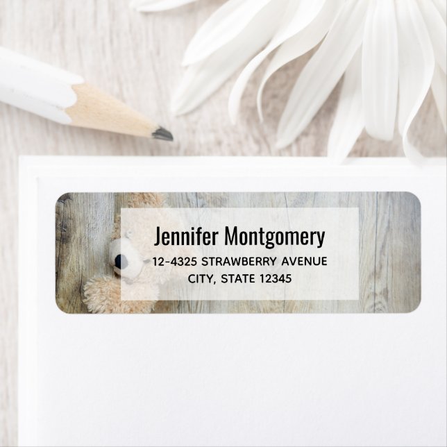  Cute Stuffed Bear Rustic Wooden Wall (Insitu)