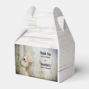 Cute Stuffed Bear Rustic Wooden Wall Favour Box