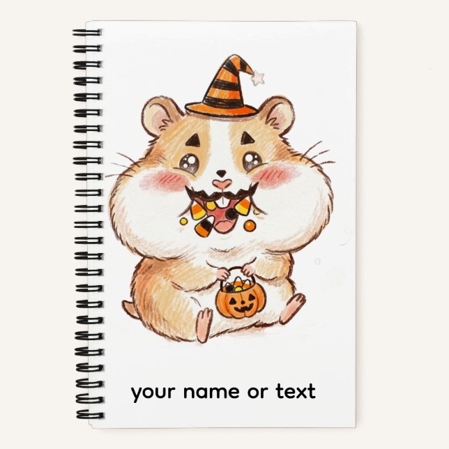 Cute Stuffed Cheeks Halloween Hamster Trick or Tre Notebook (Front)