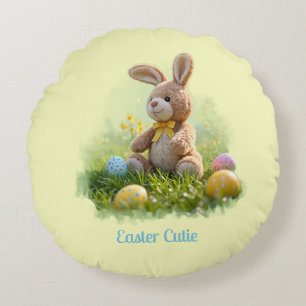 Cute Stuffed Easter Bunny Round Cushion