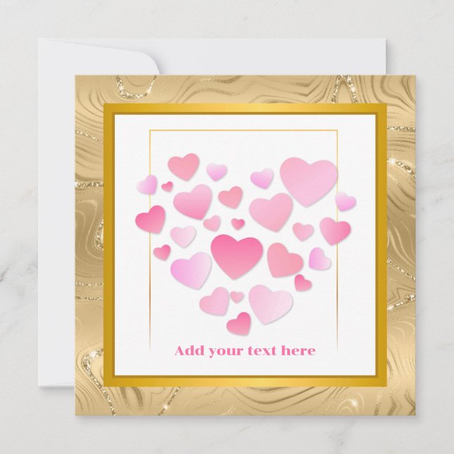 Cute Style Pink Hearts Romantic Valentine's Day Card (Front)