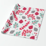 Cute stylised Christmas foliage pattern Wrapping Paper<br><div class="desc">Cute modern red green and white stylised Christmas foliage,  holly seamless pattern.</div>