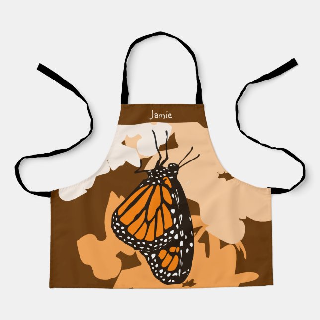 Cute Stylised Orange Monarch Butterfly Kid's Apron (Front)