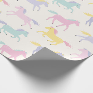 Cute stylised pastel Horses pattern on cream Wrapping Paper