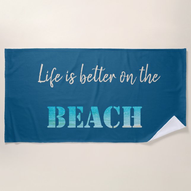 Cute Stylish Beach,Blue Beach Towel (Front)