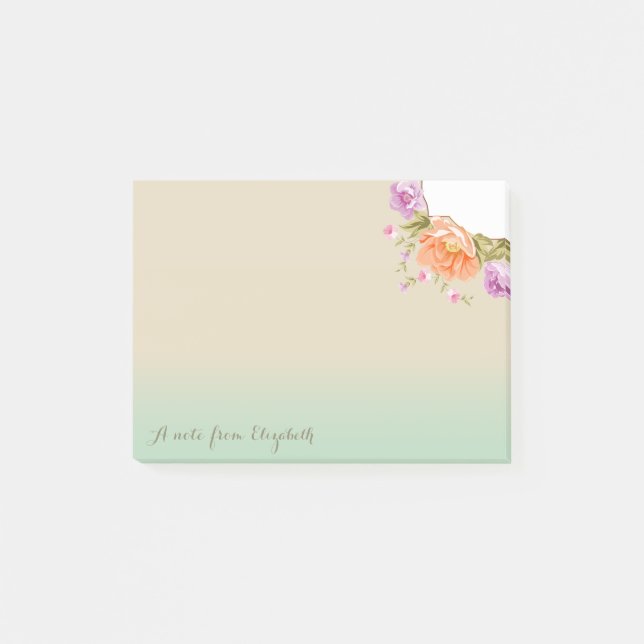 Cute Stylish Flowers -Personalised Post-it Notes (Front)