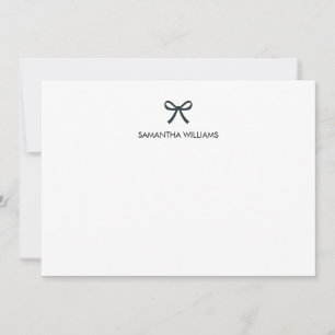 Cute Stylish Girly Monogram Name Script Ribbon Bow Card