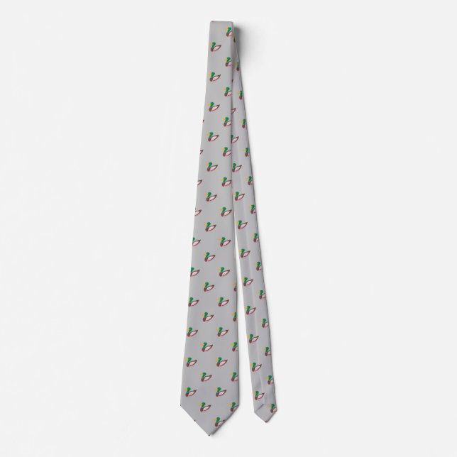 Cute Stylish Grey Wild Duck Seamless Pattern Tie (Front)