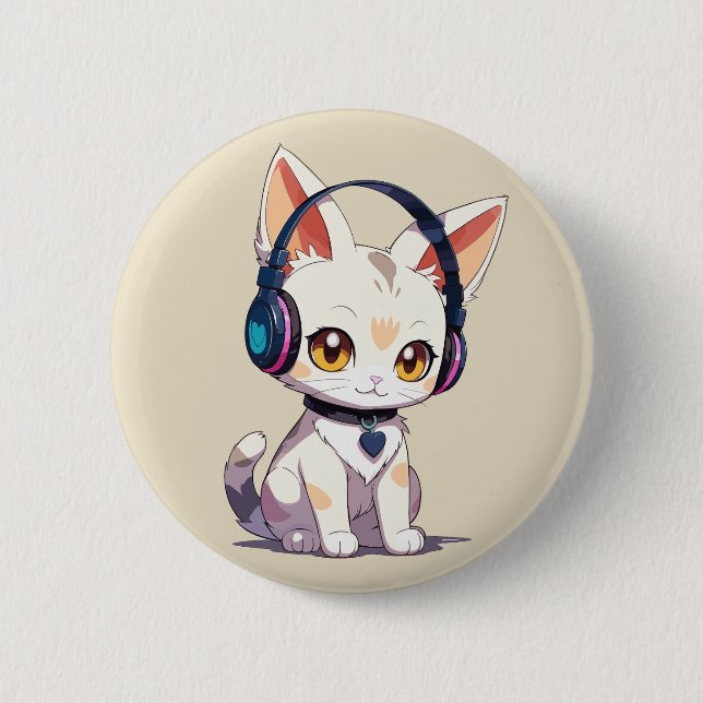 Cute Stylish Kitty 6 Cm Round Badge (Front)