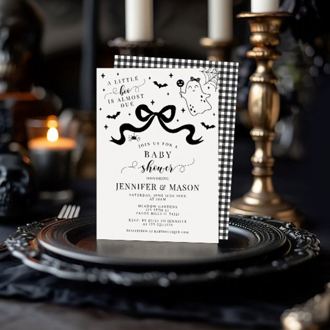Cute Stylish Little Boo Ghost Bow Baby Girl Shower Invitation (Creator Uploaded)