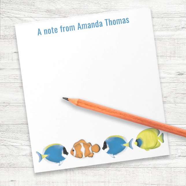 Cute Stylish Personalised Tropical Fish  Notepad (Tropical fish personalized notepad.)