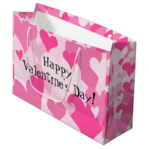 Cute Stylish pink hearts Valentine's Day Large Gift Bag