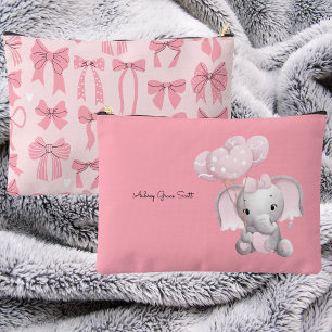 Cute Stylish Pink Ribbon Baby Girl Accessory Pouch