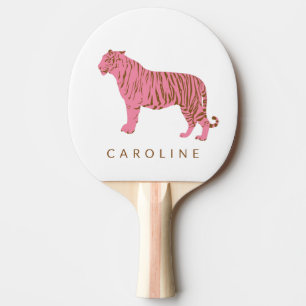 Cute Stylish Pink Tiger Simple Personalised Name Ping Pong Paddle