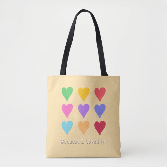 Cute Stylish Rainbow Multi colour 9 Heart pattern Tote Bag (Front)