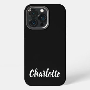 Cute stylish script name black white modern plain iPhone 13 pro case