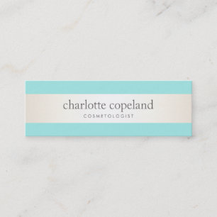 Cute Stylish Stripe Turquoise Hair & Beauty Mini Business Card