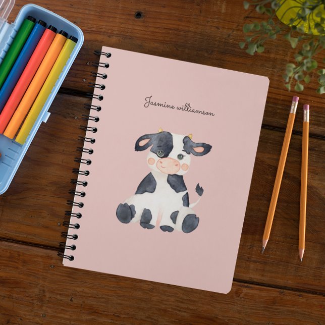  Cute stylish watercolor cow pink Planner (Creator Uploaded)