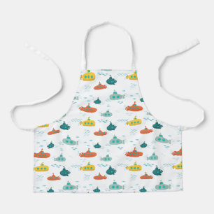 Cute Submarine Nautical Deep Sea Fish Kids Apron